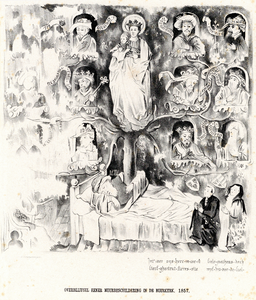 37402 Afbeelding van de muurschildering van de Boom van Jesse op de zuidmuur van de toren van de Buurkerk te Utrecht, ...